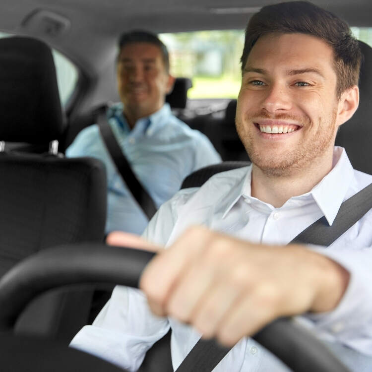 A happy airport transfer with customer